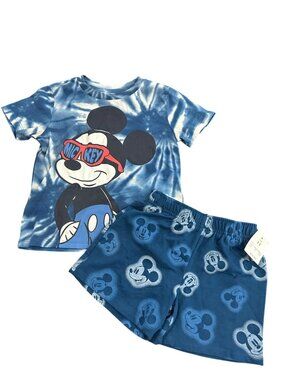 NEW Mickey Mouse Tie-Dye T-Shirt & Shorts Toddler Set Blue & Red Size 3T